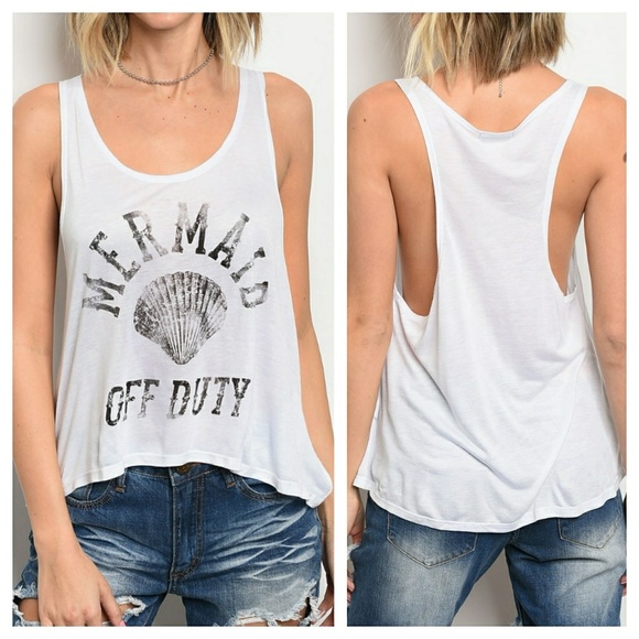 *Summer Sale*. “Mermaid Off Duty" white tank - Picture 2 of 3